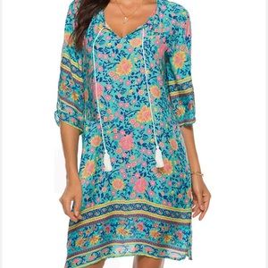 Floral Boho Chic Sheath Dress L